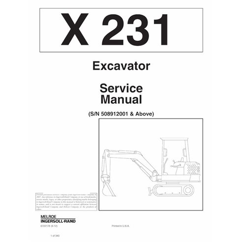 Manual de serviço em pdf da escavadeira compacta Bobcat X231