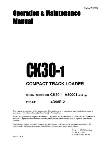 Manual de operación y mantenimiento de la cargadora Komatsu CK30-1 - Komatsu manuales - KOMATSU-CEAM017102