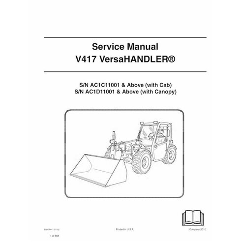 Bobcat V417 telescopic handler pdf service manual 