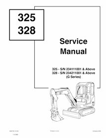 Bobcat 325, 328 manual de serviço em pdf da escavadeira compacta