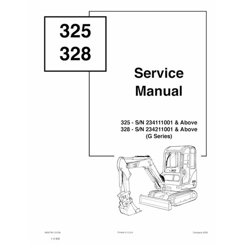 Bobcat 325, 328 manual de serviço em pdf da escavadeira compacta