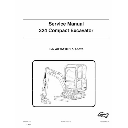 Manual de serviço em pdf da escavadeira compacta Bobcat 324