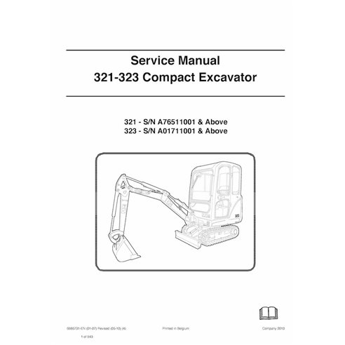 Bobcat 321-323 compact excavator pdf manual de servicio