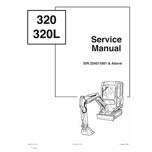 Bobcat 320, 320L pelle compacte pdf manuel d'entretien