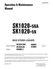 Manuel d'utilisation et d'entretien des chargeuses compactes Komatsu SK1020-5NA, SK1020-5N - Komatsu manuels - KOMATSU-CEAM01...