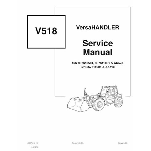 Manual de serviço em pdf do manipulador telescópico Bobcat V518