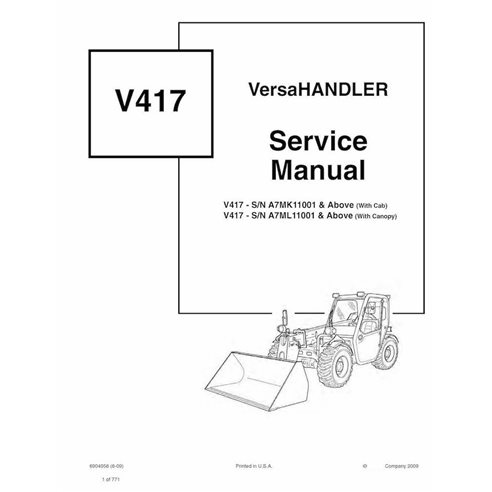 Bobcat V417 telescopic handler pdf service manual 