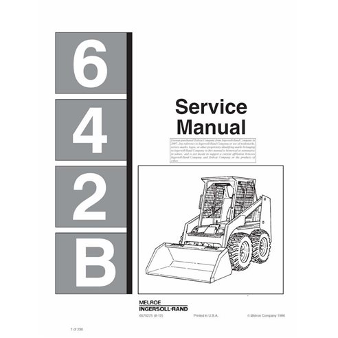 Manual de serviço em PDF da minicarregadeira Bobcat 642B