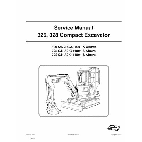 Bobcat 325, 328 manual de serviço em pdf da escavadeira compacta