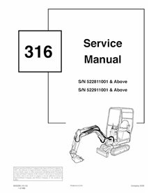 Manuel d'entretien pdf de la pelle compacte Bobcat 316