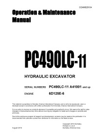 Manual de operação e manutenção da escavadeira Komatsu PC490LC-11 - Komatsu manuais - KOMATSU-CEAM028104