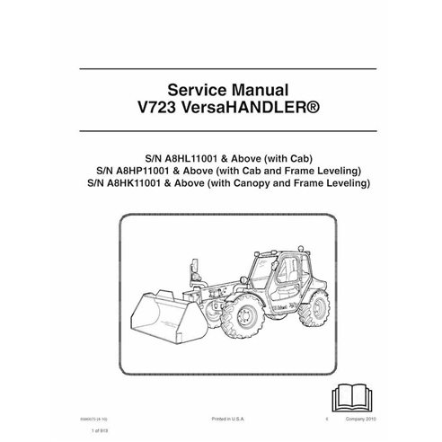 Manipulador telescópico Bobcat V723 manual de servicio en pdf