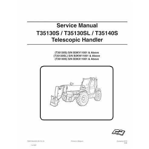 Bobcat T35130S, T35130SL,  T35140S telescopic handler pdf service manual 