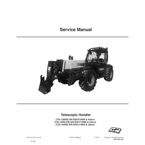 Bobcat T35130SB, T35130SLPB, T35140SB telescopic handler pdf service manual 