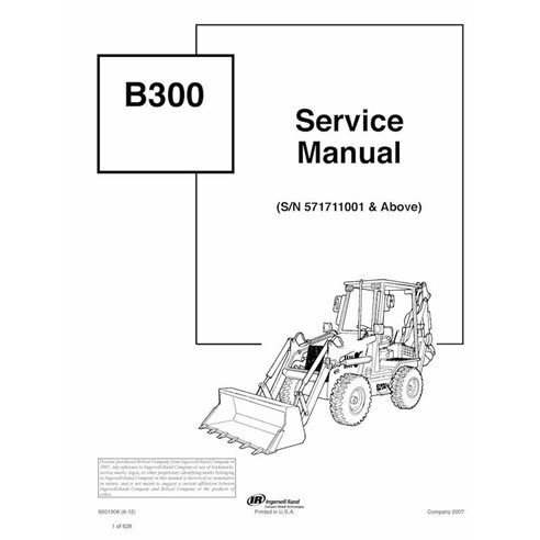 Manual de serviço em pdf da retroescavadeira Bobcat B300