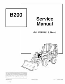 Bobcat B200 backhoe loader pdf service manual 