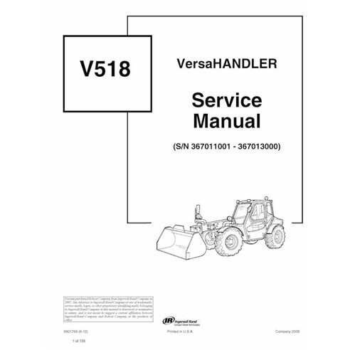 Manual de serviço em pdf do manipulador telescópico Bobcat V518