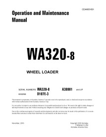 Manual de operação e manutenção da carregadeira de rodas Komatsu WA320-8 - Komatsu manuais - KOMATSU-CEAM031601