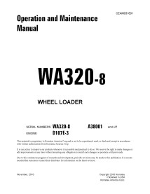 Manuel d'utilisation et d'entretien de la chargeuse sur pneus Komatsu WA320-8 - Komatsu manuels - KOMATSU-CEAM031601