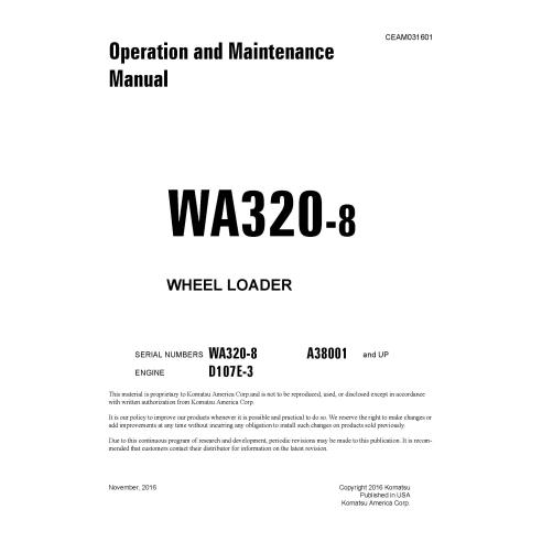 Manuel d'utilisation et d'entretien de la chargeuse sur pneus Komatsu WA320-8 - Komatsu manuels