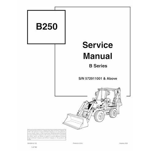 Manual de serviço em pdf da retroescavadeira Bobcat B250