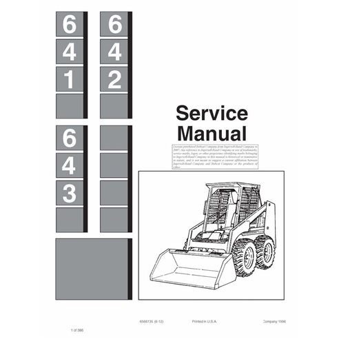 Bobcat 641, 642, 643 skid steer loader pdf service manual 