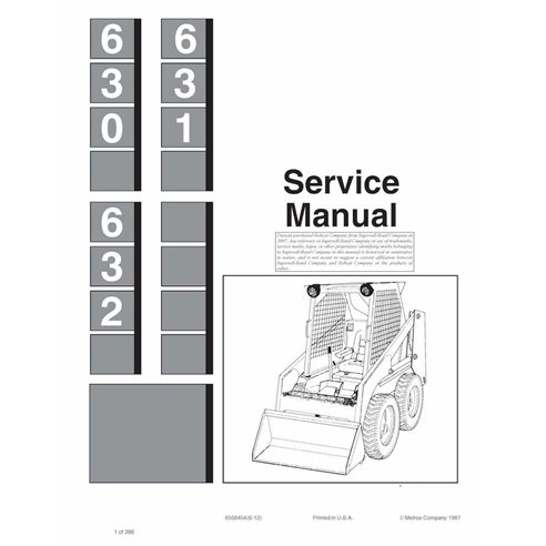 Bobcat 630, 631, 632 skid steer loader pdf service manual 