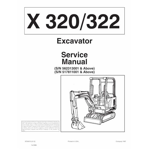 Bobcat X320, X322 compact excavator pdf manual de servicio