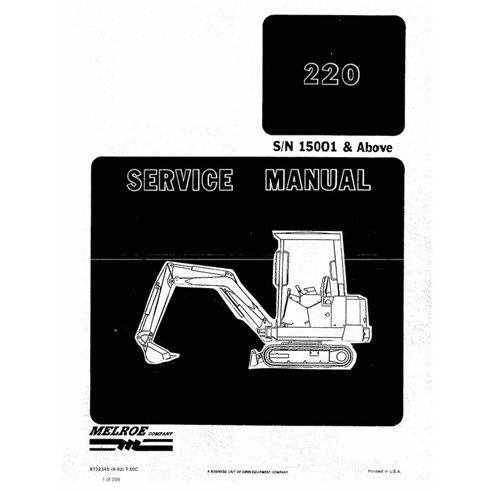 Manual de serviço em pdf da escavadeira compacta Bobcat 220