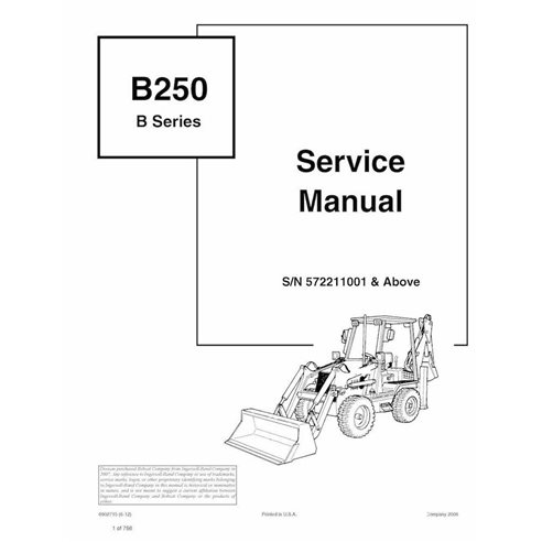 Bobcat B250 backhoe loader pdf service manual 