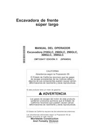 John Deere 210GLC, 250GLC, 290GLC, 300GLC, 350GLC excavator pdf operator's manual ES - John Deere manuals - JD-OMT330417-ES