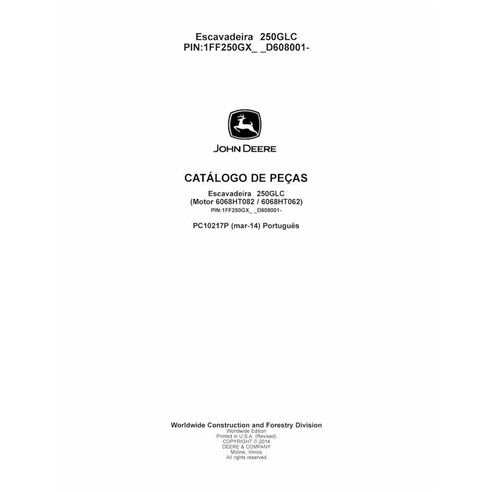 Catálogo de piezas en formato PDF de la excavadora John Deere 250GLC - John Deere manuales - JD-PC10217P