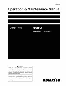 Manuel d'utilisation et d'entretien du camion benne Komatsu 930E-4 - Komatsu manuels - KOMATSU-CEAM031400