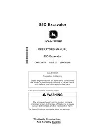 Manuel d'utilisation de la pelle compacte John Deere 85D au format PDF - John Deere manuels - JD-OMT239670-EN