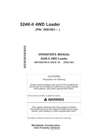 Manuel d'utilisation de la chargeuse sur pneus John Deere 524K-II au format PDF - John Deere manuels - JD-OMT386078X19-EN