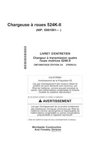 Manuel d'utilisation de la chargeuse sur pneus John Deere 524K-II au format PDF FR - John Deere manuels - JD-OMT386078X28-FR