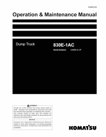 Komatsu 830E-1AC dump truck operation & maintenance manual - Komatsu manuals - KOMATSU-CEAM031300