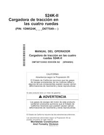 JD-OMT387133X63-ES John Deere 524K-II PIN D677549— wheel loader operator's manual ES (OMT387133X63)