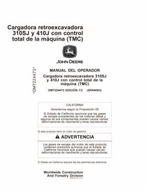 Manual del operador de la retroexcavadora John Deere 310SJ, 410J en formato PDF ES - John Deere manuales - JD-OMT224473-ES