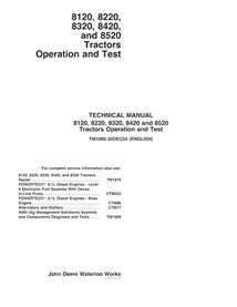 Manual técnico de operação e teste do trator John Deere 8120, 8220, 8320, 8420 e 8520 em pdf - John Deere manuais - JD-TM1980-EN