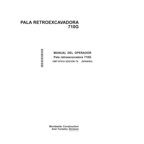 Manual do operador da retroescavadeira John Deere 710G em PDF ES - John Deere manuais - JD-OMT167014-ES