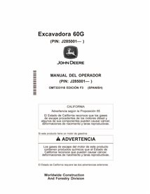 John Deere 60G compact excavator pdf operator's manual ES - John Deere manuals - JD-OMT333118-ES