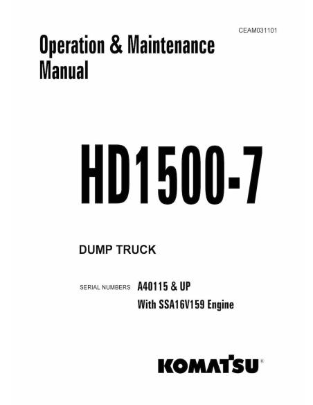 Komatsu HD1500-7 dump truck operation & maintenance manual - Komatsu manuals - KOMATSU-CEAM031101