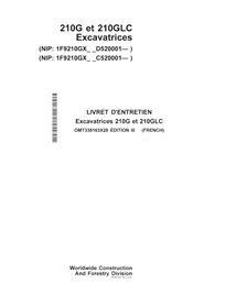 JD-OMT338163X28-FR John Deere 210G, 210GLC PIN: 1F9210GX- excavator operator's manual FR (OMT338163X28)