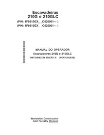 John Deere 210G, 210GLC PIN: 1F9210GX- excavator pdf operator's manual PT - John Deere manuals - JD-OMT338163X54-PT