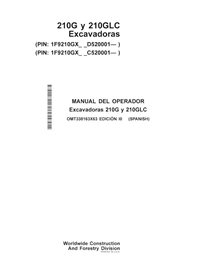 John Deere 210G, 210GLC PIN: 1F9210GX- excavadora manual del operador en pdf ES - John Deere manuales - JD-OMT338163X63-ES