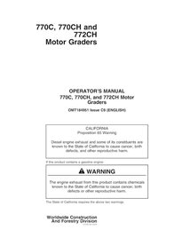 Manual del operador en formato PDF de las motoniveladoras John Deere 770C, 770CH y 772CH - John Deere manuales - JD-OMT184951-EN