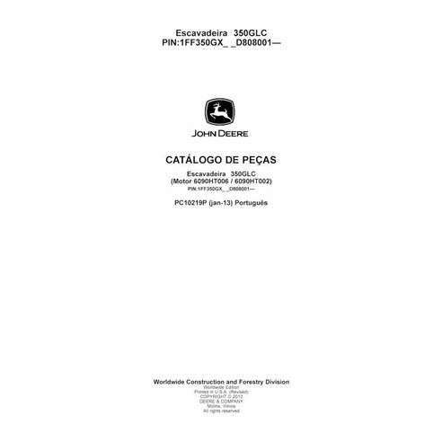 Catálogo de piezas en formato PDF de la excavadora John Deere 350GLC - John Deere manuales - JD-PC10219P