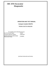 Manuel technique d'utilisation et de test de la pelle compacte John Deere 50C ZTS au format PDF - John Deere manuels - JD-TM2...