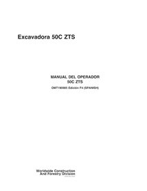 Manuel d'utilisation de la pelle compacte John Deere 50C ZTS au format PDF - John Deere manuels - JD-OMT190905-ES